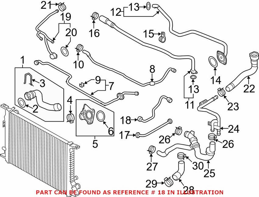 Audi Engine Coolant Pipe - Rear 4G0121081BT